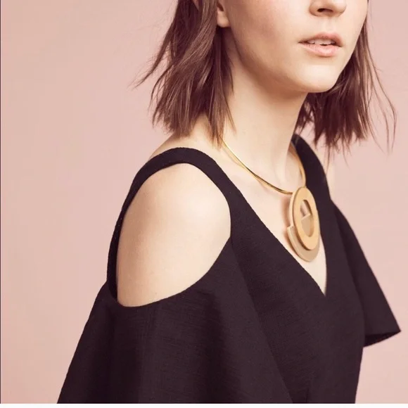 Anthropologie Elevenses Black Cold Shoulder Romper - Picture 6 of 8